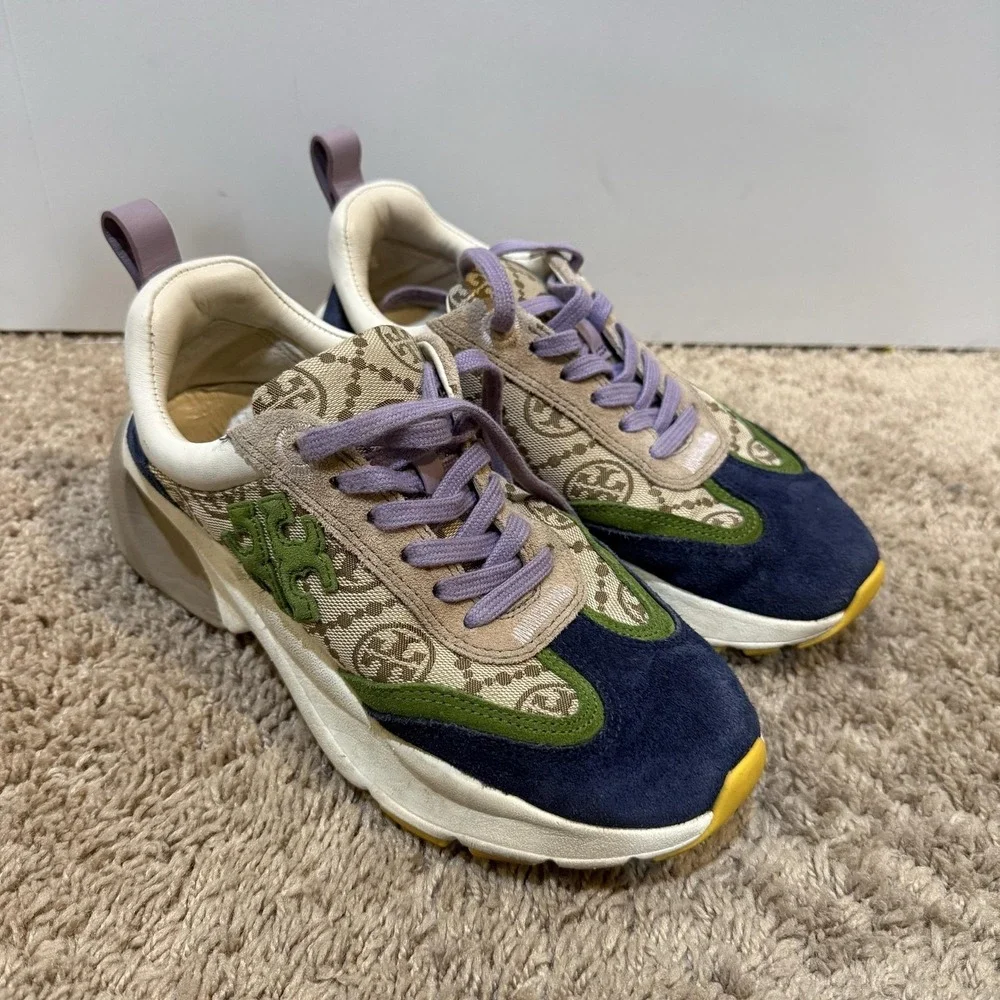 Tory Burch Good Luck Trainer Shoes Womens Size 5 Multicolor Walking Sneakers